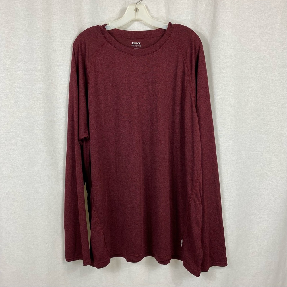 Reebok Maroon Polyester Casual Knit Long Sleeve Tee